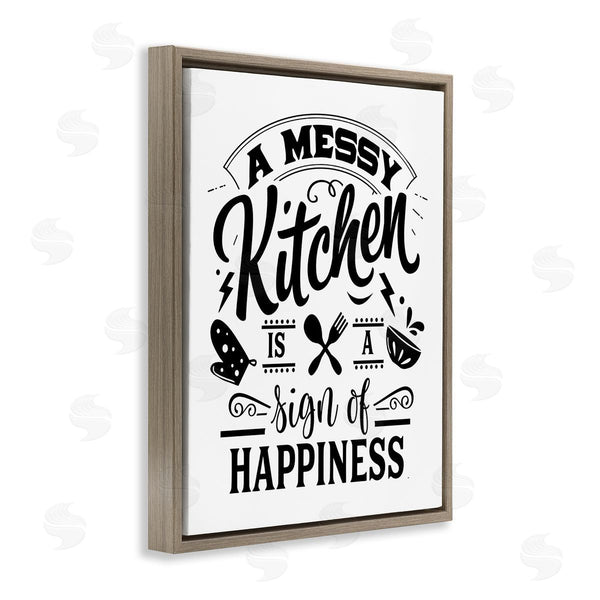 Stupell Industries Lettered And Lined | Kitchen Happiness Retro Style Casual Silverware Motif Wall Art