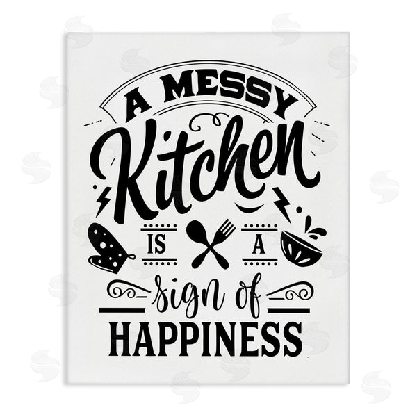 stupell industries Lettered and Lined | Kitchen Happiness Retro Style Casual Silverware Motif Wall Art