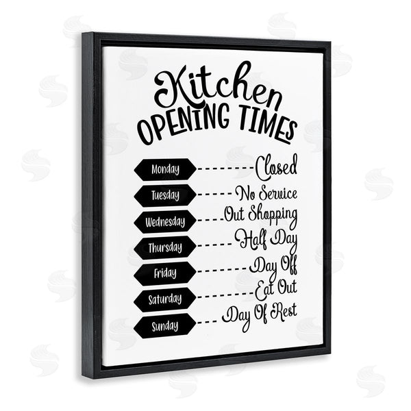 Stupell Industries Lettered And Lined | Kitchen Opening Times Humorous Antique Text Style Wall Art
