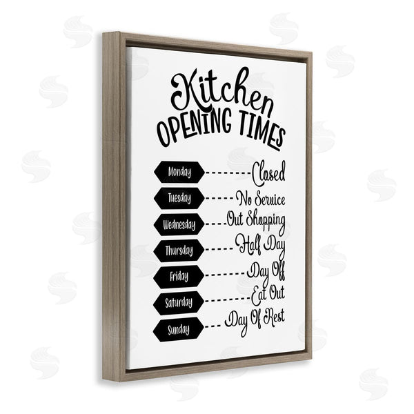 Stupell Industries Lettered And Lined | Kitchen Opening Times Humorous Antique Text Style Wall Art