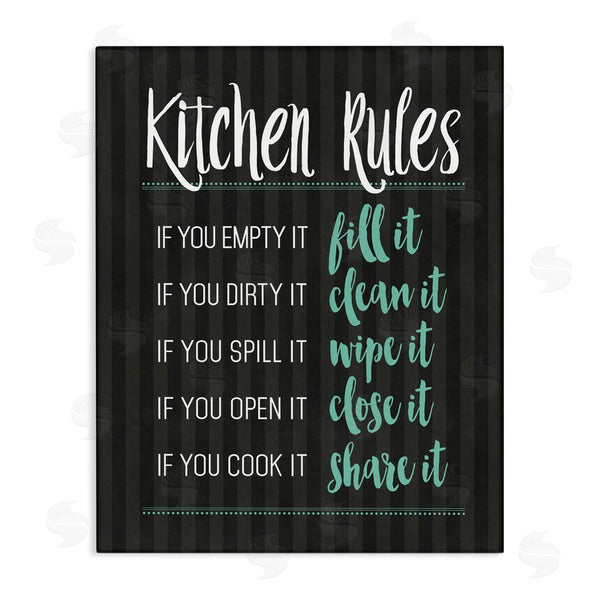 stupell industries Lettered and Lined | Kitchen Rules Black & Green Wall Art