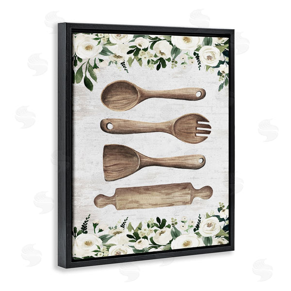 Stupell Industries Lettered And Lined | Kitchen Utensils & Roses Wall Art