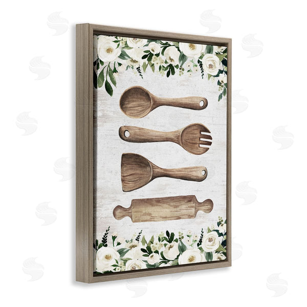 Stupell Industries Lettered And Lined | Kitchen Utensils & Roses Wall Art