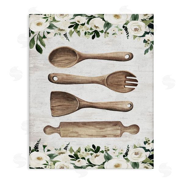 stupell industries Lettered and Lined | Kitchen Utensils & Roses Wall Art