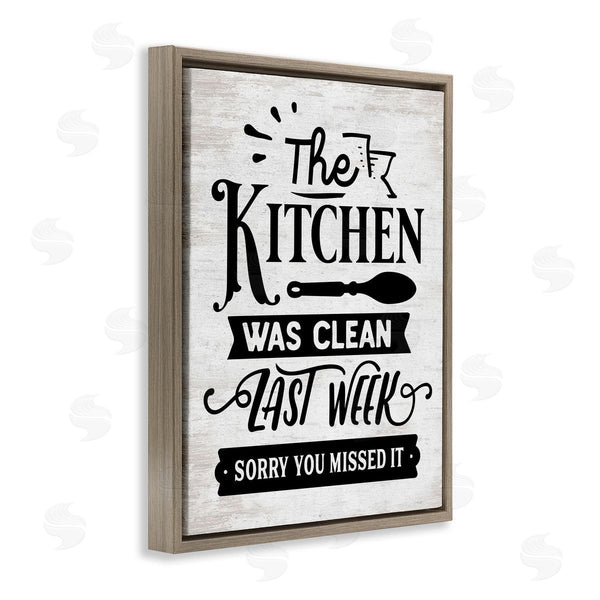 Stupell Industries Lettered And Lined | Kitchen Was Clean Last Week Funny Home Phrase Wall Art