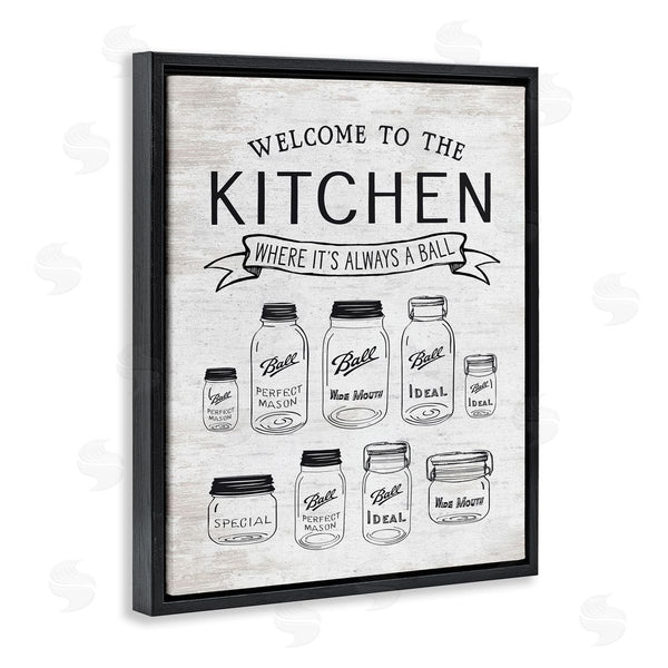 Stupell Industries Lettered And Lined | Kitchen Where It's A Ball Pun Country Jars Wall Art