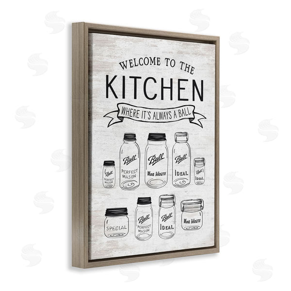 Stupell Industries Lettered And Lined | Kitchen Where It's A Ball Pun Country Jars Wall Art