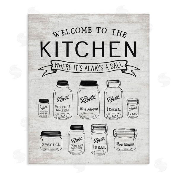 stupell industries Lettered and Lined | Kitchen Where It's A Ball Pun Country Jars Wall Art