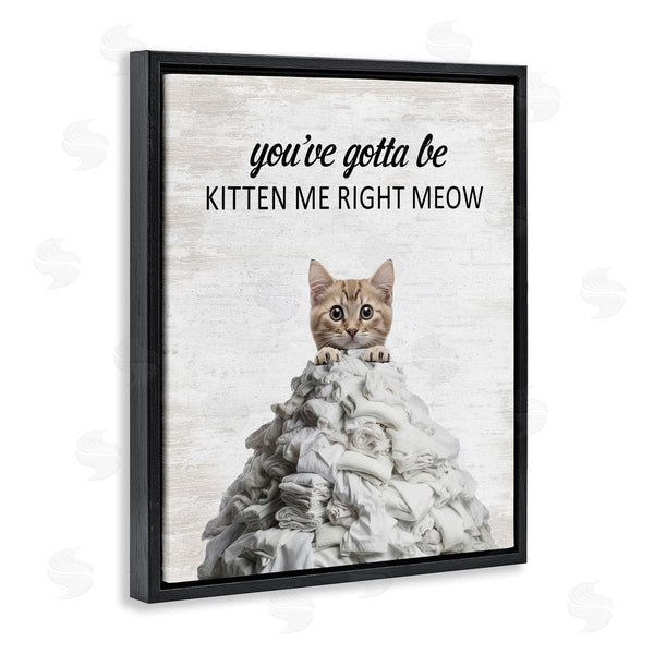 Stupell Industries Lettered And Lined | Kitten & Laundry Pile