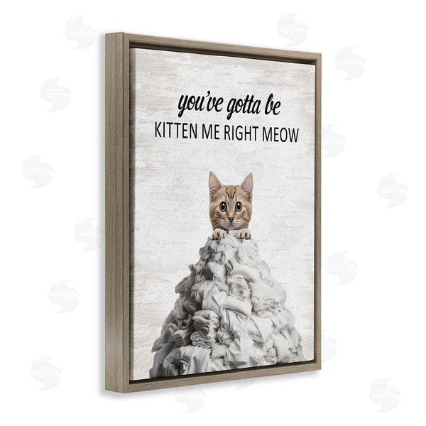 Stupell Industries Lettered And Lined | Kitten & Laundry Pile