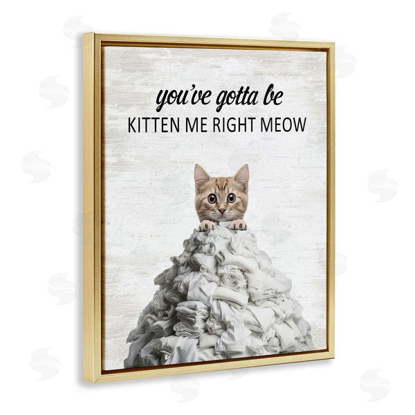 Stupell Industries Lettered And Lined | Kitten & Laundry Pile