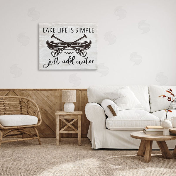 Stupell Industries Lettered And Lined | Lake Life Canoe Ores Rustic Cabin Typography Wall Art
