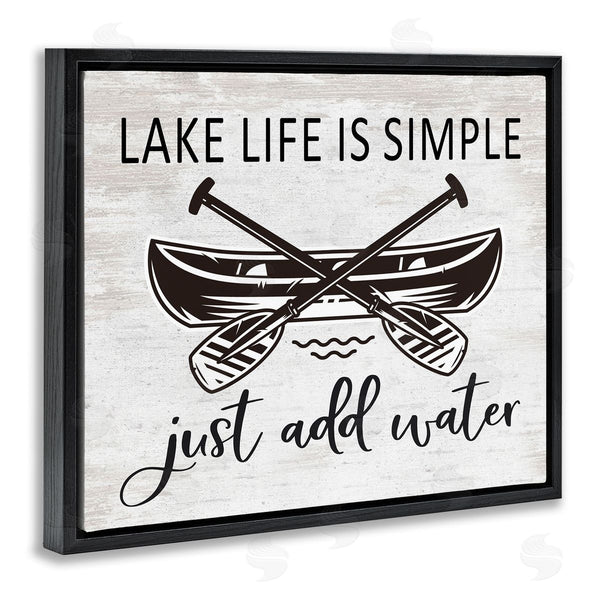 Stupell Industries Lettered And Lined | Lake Life Canoe Ores Rustic Cabin Typography Wall Art