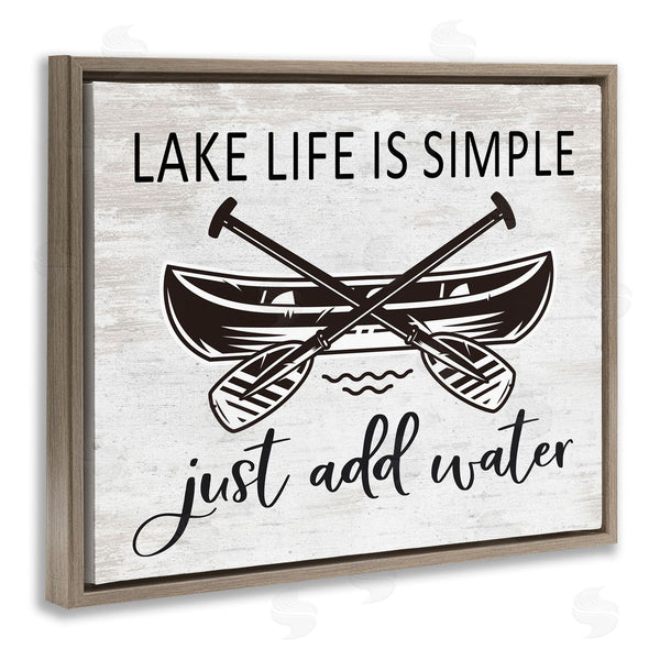 Stupell Industries Lettered And Lined | Lake Life Canoe Ores Rustic Cabin Typography Wall Art