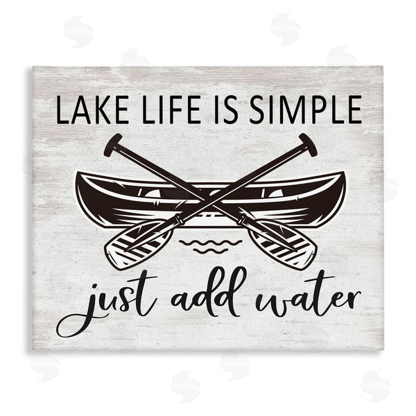 stupell industries Lettered and Lined | Lake Life Canoe Ores Rustic Cabin Typography Wall Art