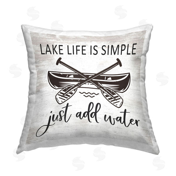 stupell industries Lettered and Lined | Lake Life Simple Add Water Printed Throw Pillow