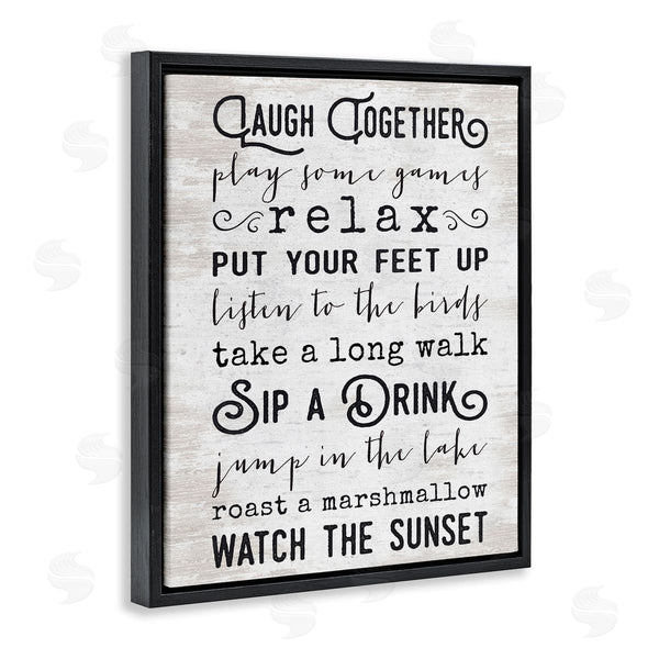 Stupell Industries Lettered And Lined | Lake Rules Relaxing List Rustic Weathered Pattern Wall Art