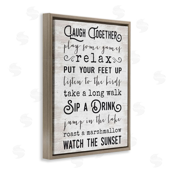 Stupell Industries Lettered And Lined | Lake Rules Relaxing List Rustic Weathered Pattern Wall Art