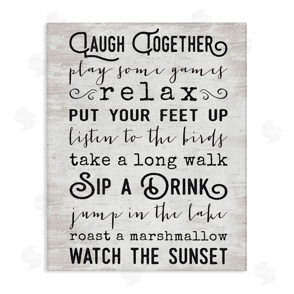 stupell industries Lettered and Lined | Lake Rules Relaxing List Rustic Weathered Pattern Wall Art