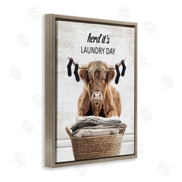 Stupell Industries Lettered And Lined | Laundry Cattle With Hanging Socks