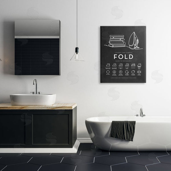 Stupell Industries Lettered And Lined | Laundry Diagram Symbols Chart Ironing Folding Guide Wall Art