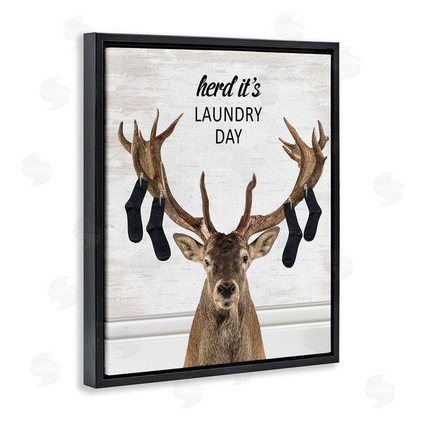 Stupell Industries Lettered And Lined | Laundry Elk With Hanging Socks