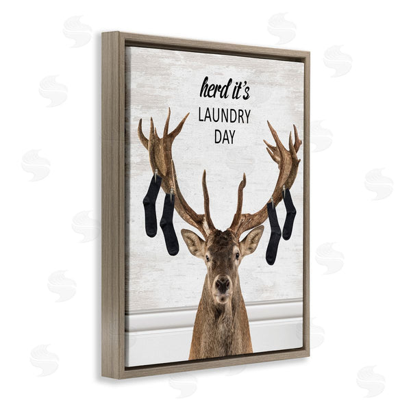 Stupell Industries Lettered And Lined | Laundry Elk With Hanging Socks