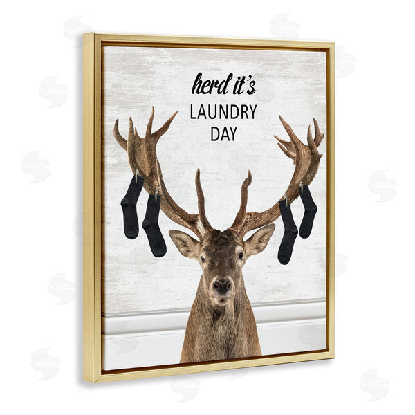 Stupell Industries Lettered And Lined | Laundry Elk With Hanging Socks