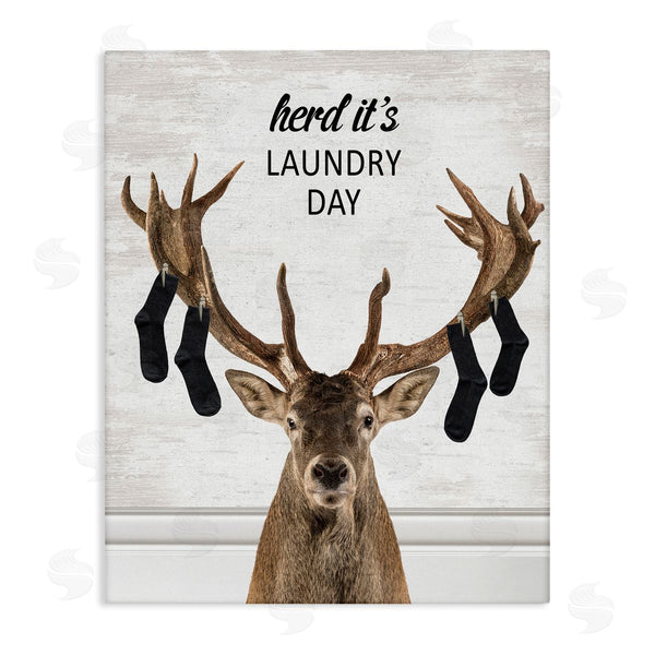 stupell industries Lettered and Lined | Laundry Elk with Hanging Socks