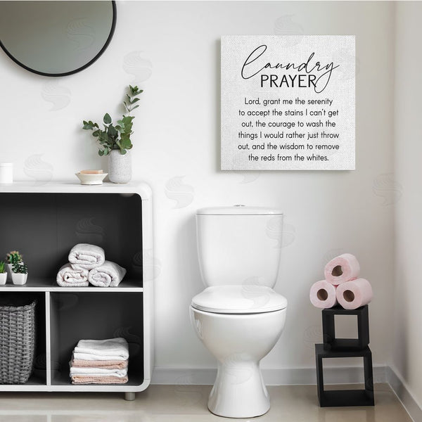 Stupell Industries Lettered And Lined | Laundry Prayer Phrase Bathroom Housework Humor Wall Art