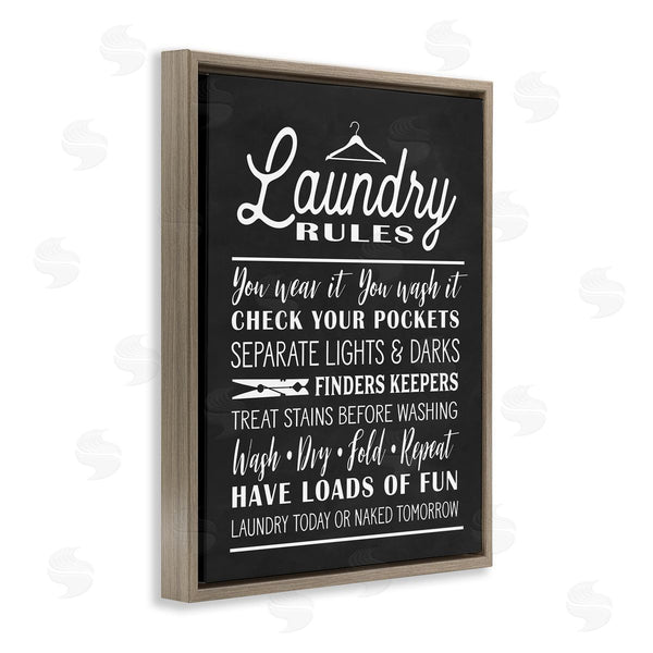 Stupell Industries Lettered And Lined | Laundry Room Rules Hanger Clothespin Icons Black White Wall Art