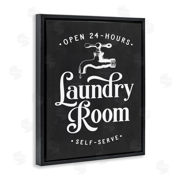 Stupell Industries Lettered And Lined | Laundry Room Self-Service Sign Vintage Faucette Illustration Wall Art