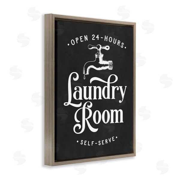 Stupell Industries Lettered And Lined | Laundry Room Self-Service Sign Vintage Faucette Illustration Wall Art