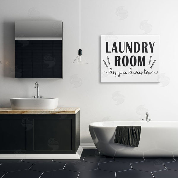 Stupell Industries Lettered And Lined | Laundry Room Sign Drop Drawers Here Funny Phrase Wall Art