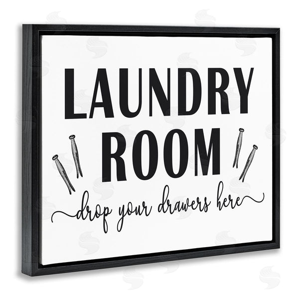 Stupell Industries Lettered And Lined | Laundry Room Sign Drop Drawers Here Funny Phrase Wall Art