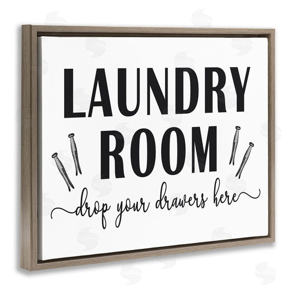 Stupell Industries Lettered And Lined | Laundry Room Sign Drop Drawers Here Funny Phrase Wall Art