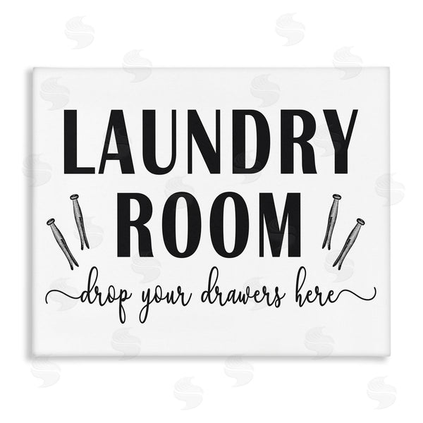stupell industries Lettered and Lined | Laundry Room Sign Drop Drawers Here Funny Phrase Wall Art