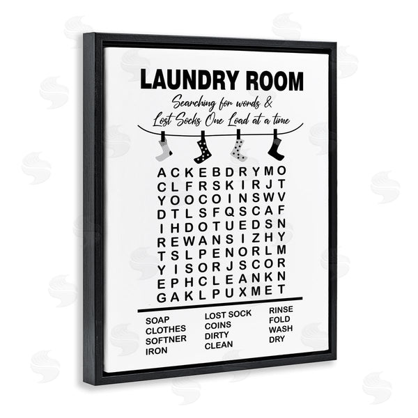 Stupell Industries Lettered And Lined | Laundry Room Word Search Lost Socks Hanging Wall Art