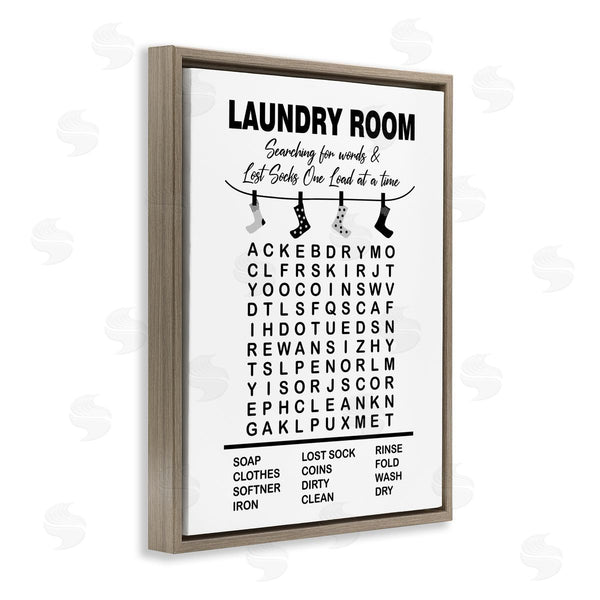 Stupell Industries Lettered And Lined | Laundry Room Word Search Lost Socks Hanging Wall Art