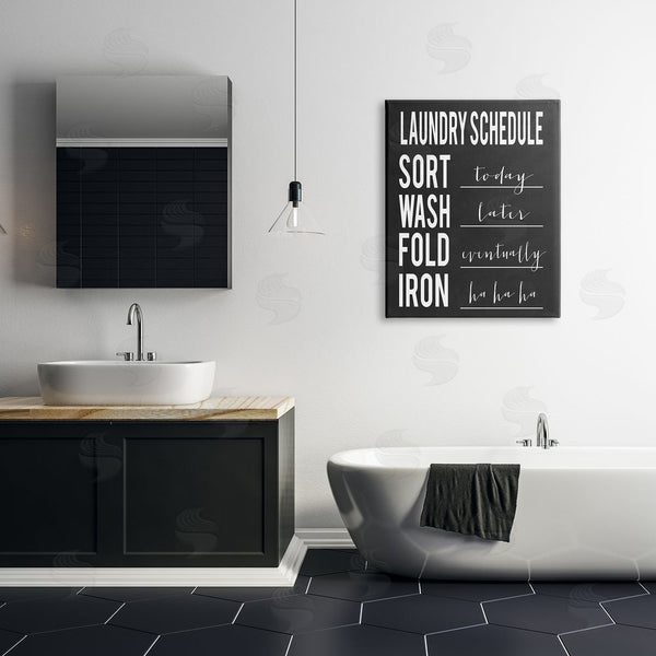 Stupell Industries Lettered And Lined | Laundry Schedule Sign Funny Black White Cleaning Guide Wall Art