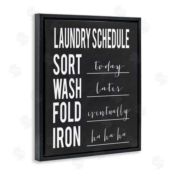 Stupell Industries Lettered And Lined | Laundry Schedule Sign Funny Black White Cleaning Guide Wall Art