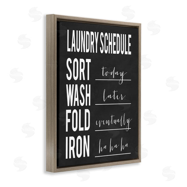 Stupell Industries Lettered And Lined | Laundry Schedule Sign Funny Black White Cleaning Guide Wall Art