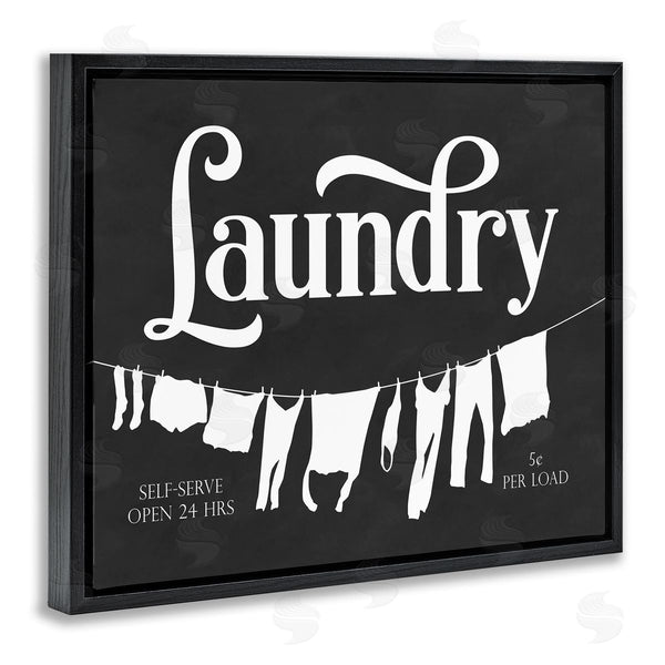 Stupell Industries Lettered And Lined | Laundry Self-Serve Phrase Vintage Hanging Clothesline Wall Art