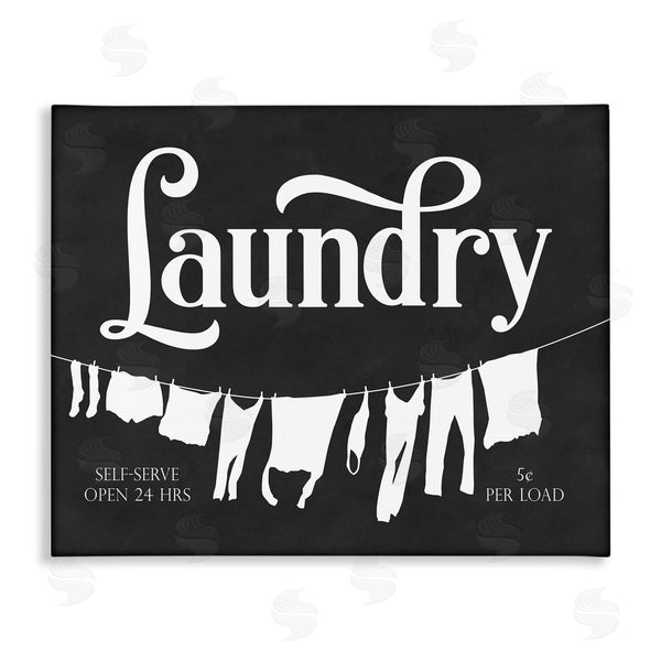 stupell industries Lettered and Lined | Laundry Self-Serve Phrase Vintage Hanging Clothesline Wall Art