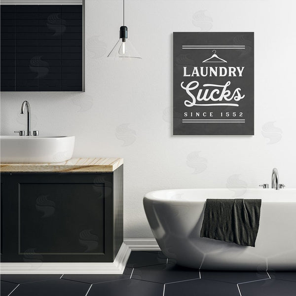 Stupell Industries Lettered And Lined | Laundry Sucks Phrase Bathroom Clothesline Hanger Wall Art