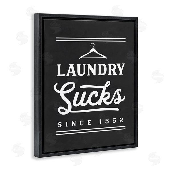 Stupell Industries Lettered And Lined | Laundry Sucks Phrase Bathroom Clothesline Hanger Wall Art