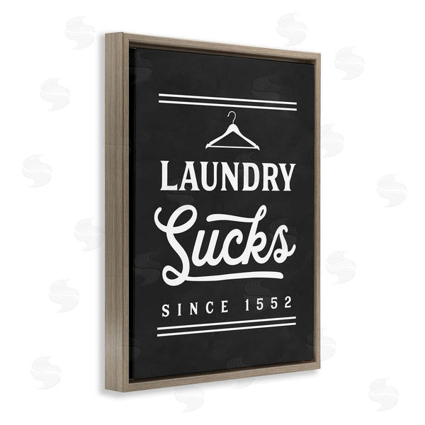 Stupell Industries Lettered And Lined | Laundry Sucks Phrase Bathroom Clothesline Hanger Wall Art