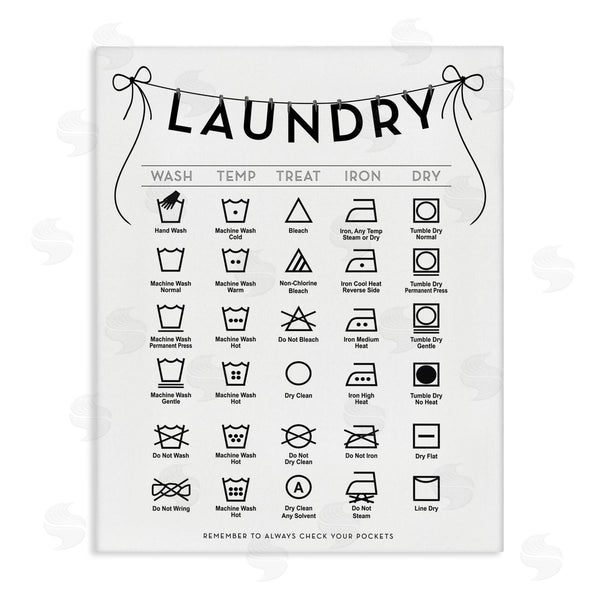 stupell industries Lettered and Lined | Laundry Symbols with Ribbon Accent