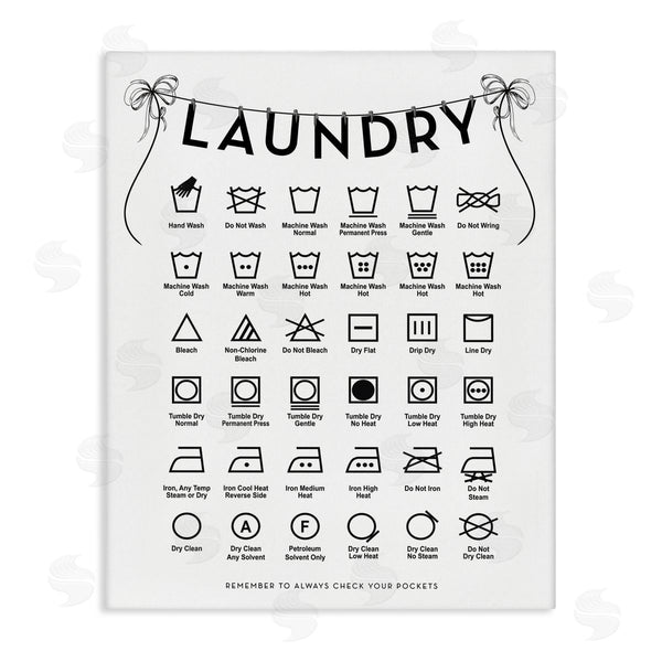 stupell industries Lettered and Lined | Laundry Symbols with Vintage Ribbons