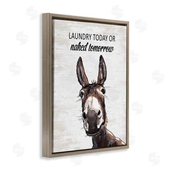 Stupell Industries Lettered And Lined | Laundry Today Naked Tomorrow Donkey